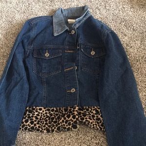 Moe Cheetah Print Blue Jean Jacket